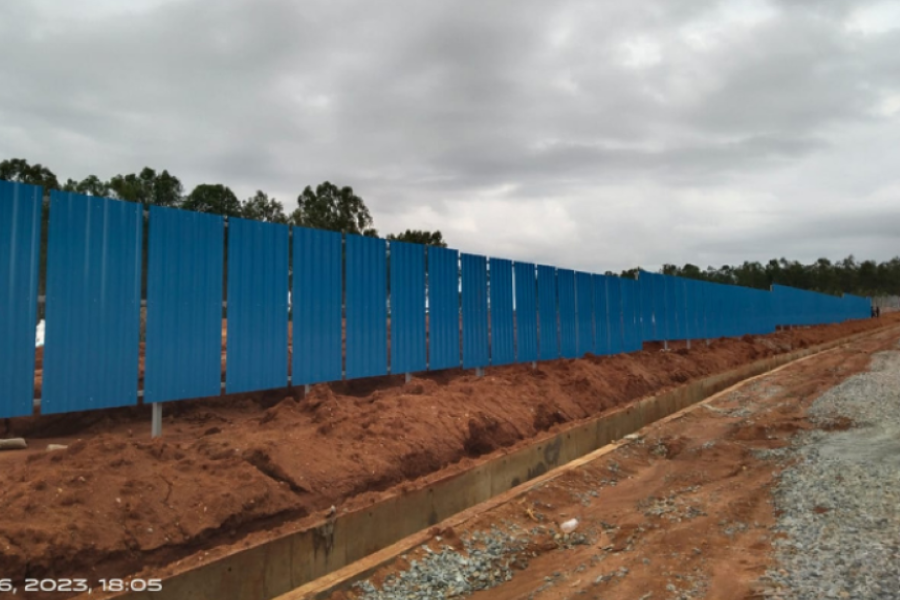Industrial construction fencing and excavation